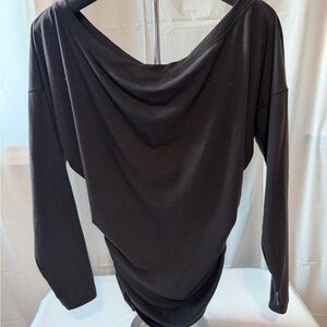 HALARA Black Draped Long Sleeve Top